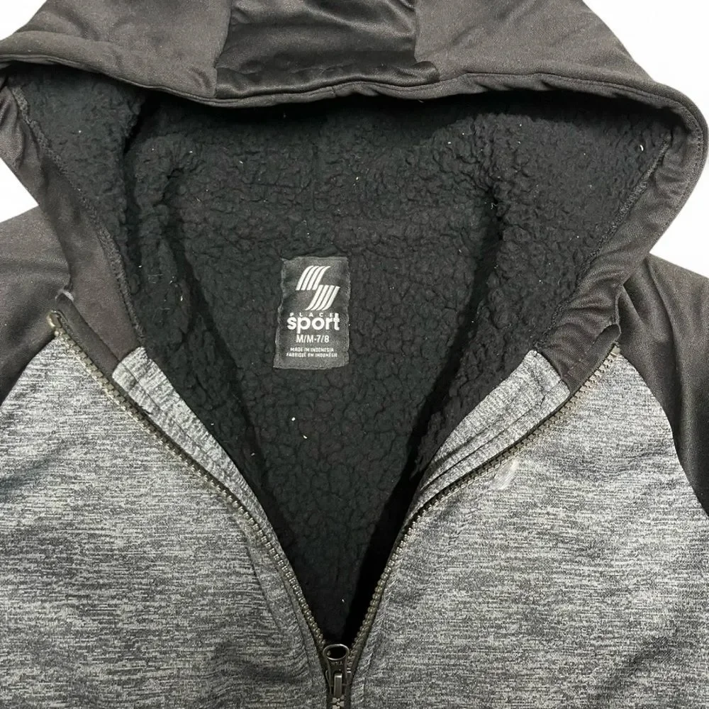 The Children's Place Sports Black and Gray Boys Insulated Hoodie Size Medium 7/8